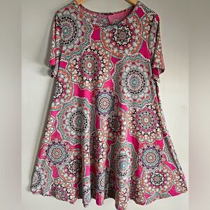 Jodifl Colorful Medallion Boho Jersey Swing Dress | Fits L–XL Vibrant Print